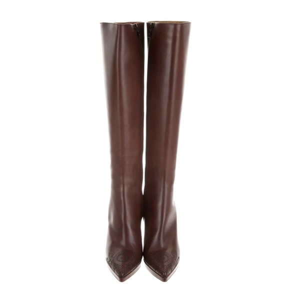 Prada Calzature Donna pointed toe knee-length boots with intricate detailing. - Picture 3 of 10
